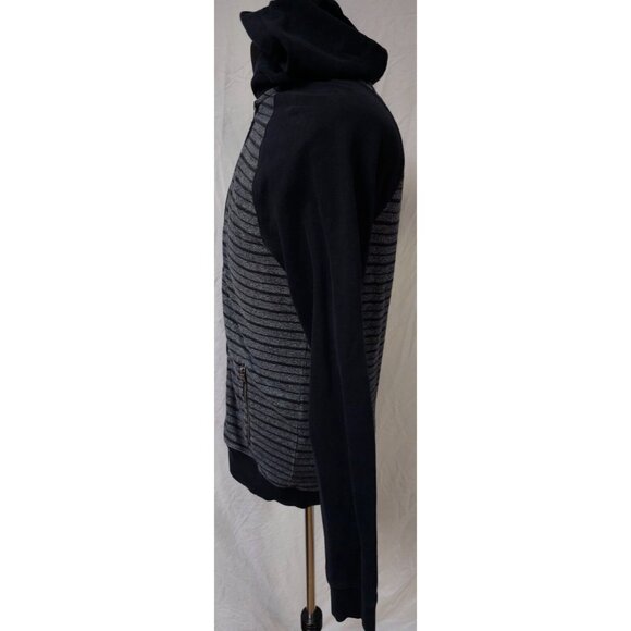 Rock & Republic Womens Medium Striped Black / Gray Full Zip Hooded Jacket Hoodie - Picture 5 of 14